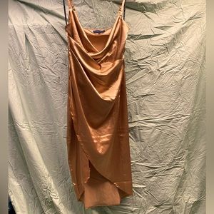 Gold satiny slip dress